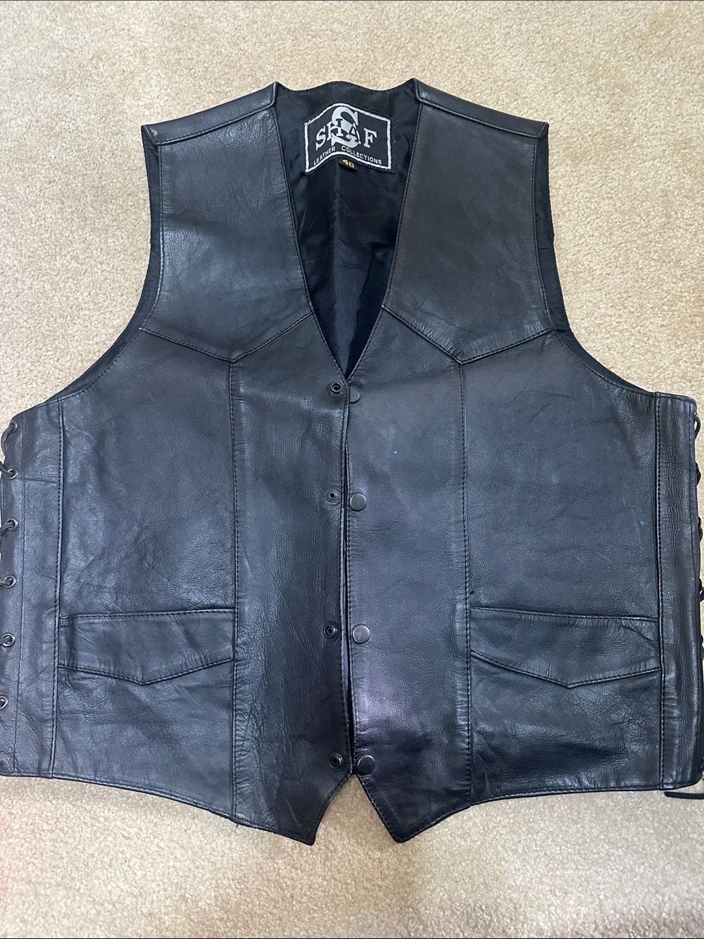 Black Leather Men's Vest